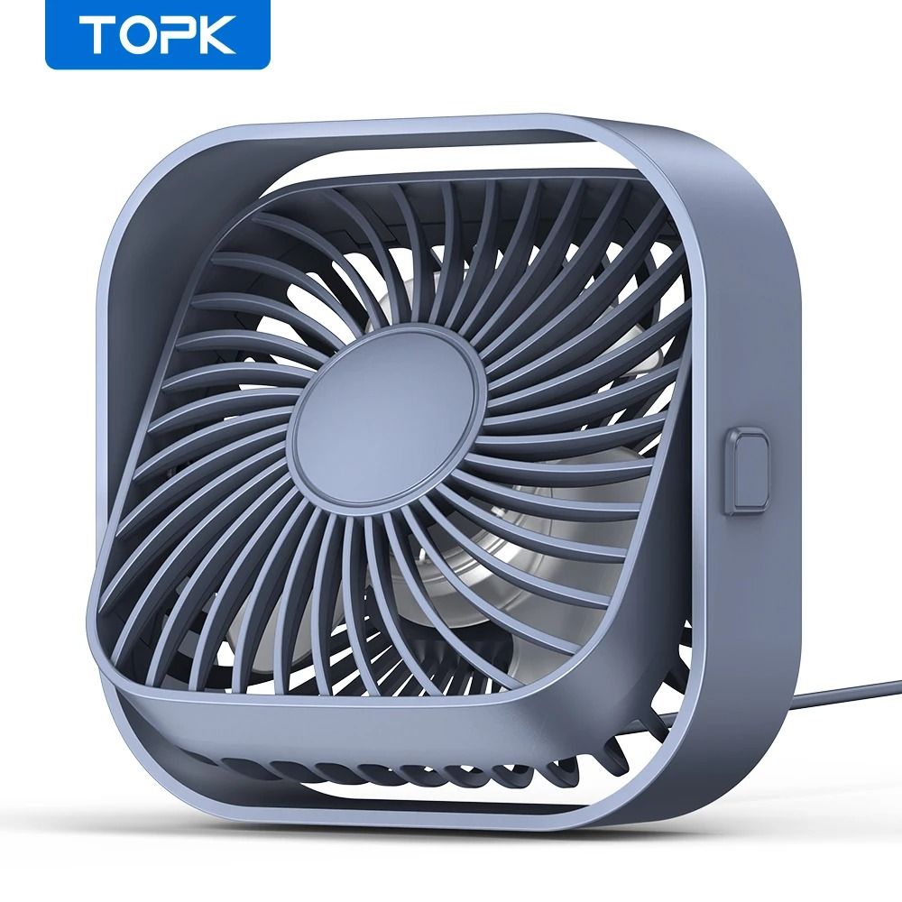 TOPK Mini Portable USB Desk Fan Powerful Airflow & Ultra Quiet Operation grey