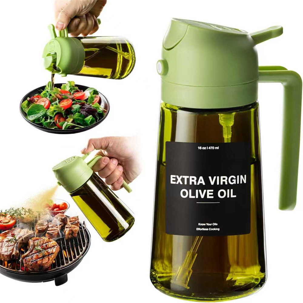 Olive Oil Dispenser And Oil Spray Bottle Oil Sprayer For Cooking Thick Glass Spray Bottle black