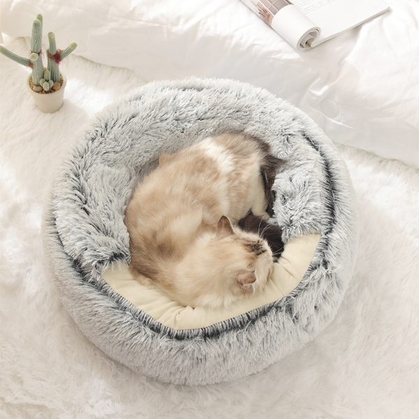Plush Comforter Shell Cat Nest, Autumn Winter Soft Pet Bed, Warm Cold Plush Bed For Cats green Plush s