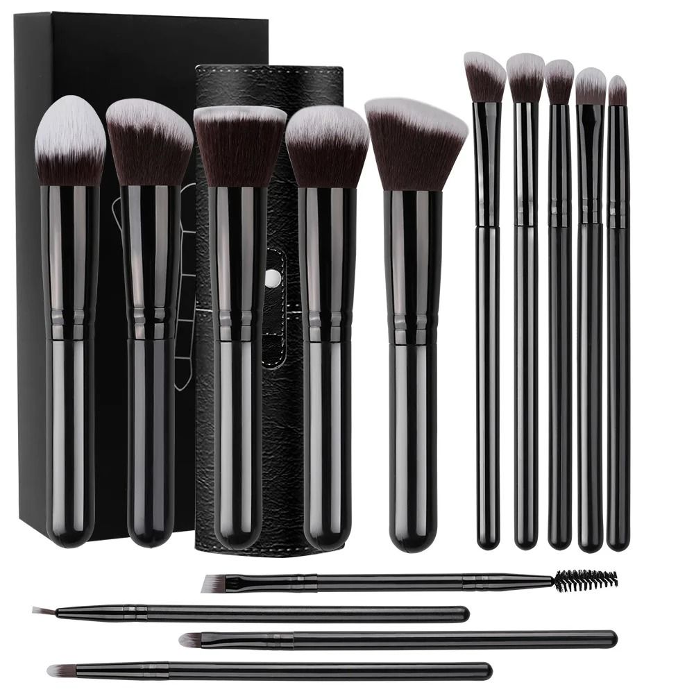 14 Piece Makeup Brush Set Soft Fluffy Foundation Blush Eyeshadow Brushes silver 1 14 Pcs