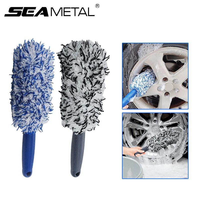 Plush Car Wheel Rim Cleaning Brush black 1pc