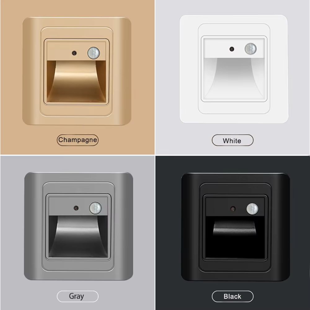 Intelligent Motion Sensor LED Stair Night Light For Safe Indoor Navigation gray+box 2w warm White (2700 3500k)