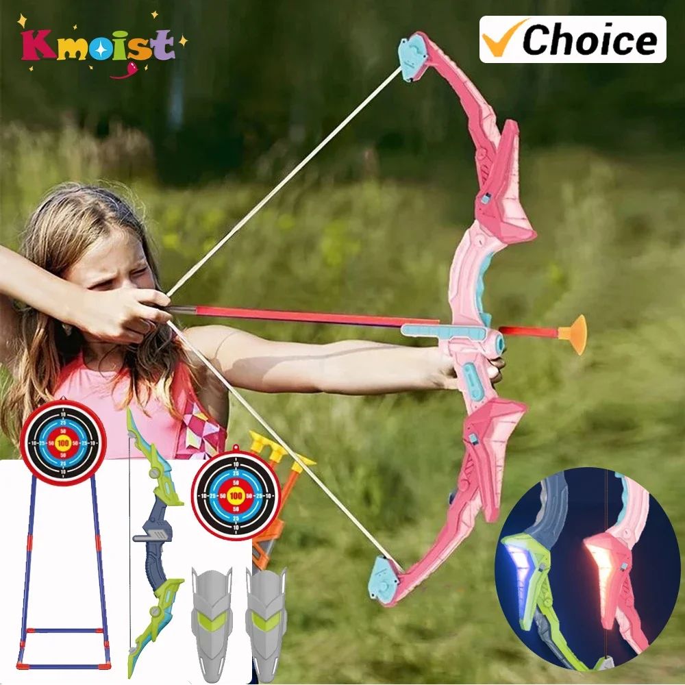 Light Up Kids Archery Bow Set 2 Bow 10 Soft Arrows