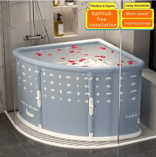 Portable One Second Foldable Bathtub Installation Free Triangle Bath Bucket For Adults And Kids purple