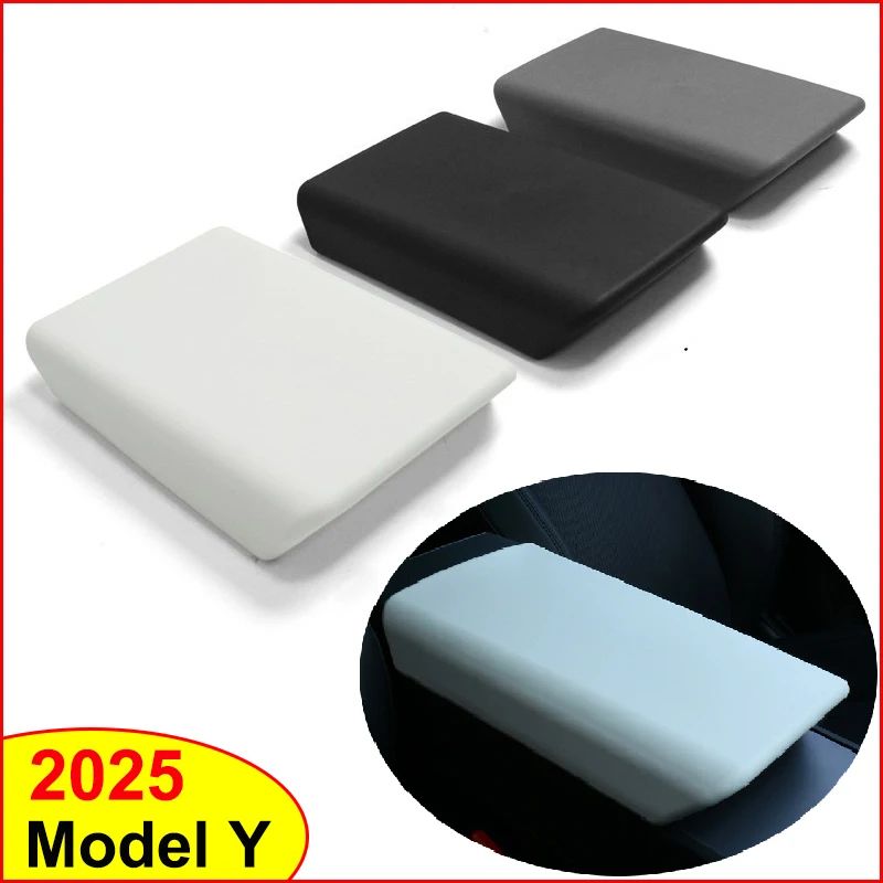 Tesla Center Console Armrest Cushion For Model Y Juniper 2025 TPE Armrest Pad Protector Interior Upgrade black