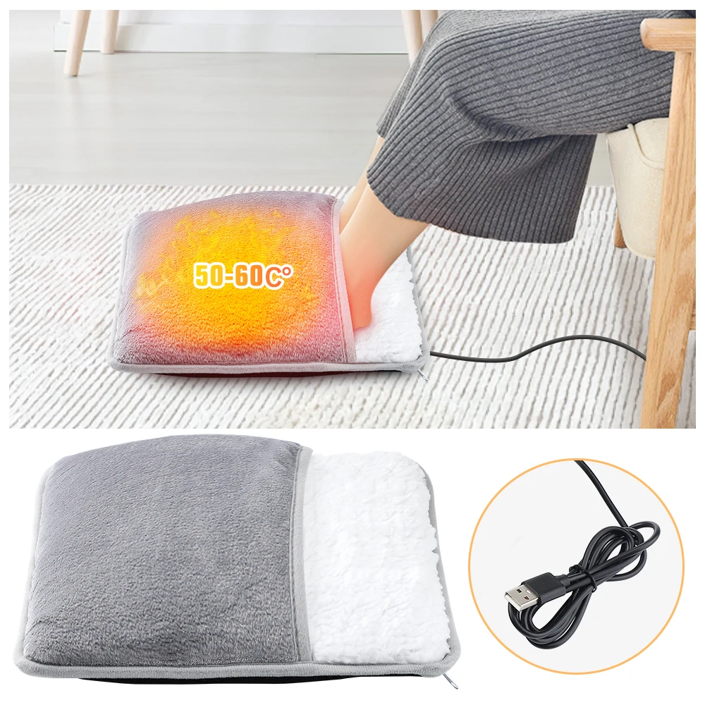 Soft Plush Foot Warmer Heater, USB Charging Winter Electric Foot Heating Pad Soft Plush Foot Warmer Heater, USB Charging Winter Electric Foot Heating Pad
