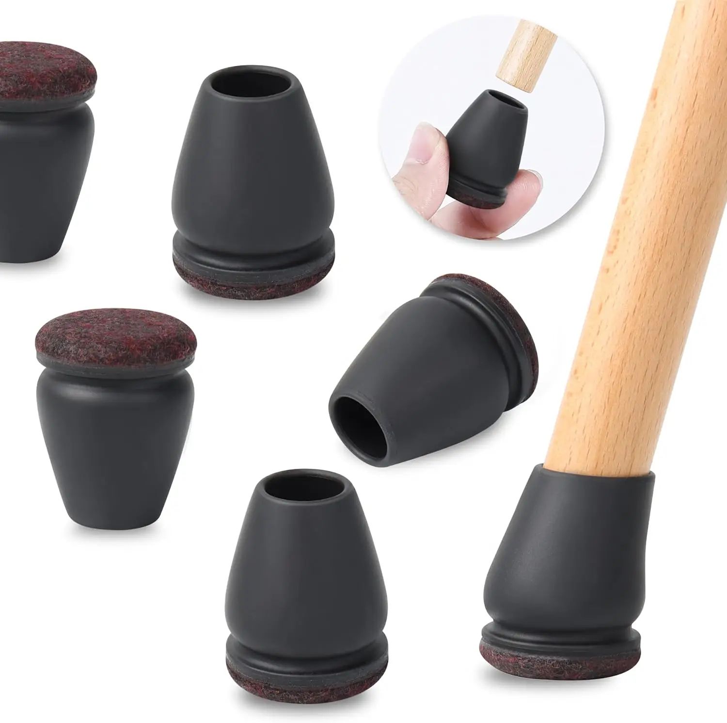 15 Diagonal Chair Leg Floor Protectors With Thick Felt Wrap (8 Pack) Silicone Caps For Hardwood Floors brown S (15 20mm)