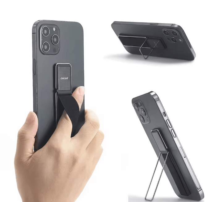 Elastic Phone Grip Strap With Kickstand Adhesive Finger Holder rose Gold