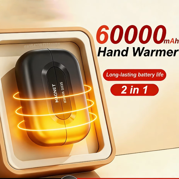 Mini Portable USB Rechargeable Magnetic Hand Warmer Digital Display Fast Charging Pocket Heater yellow Upgrade
