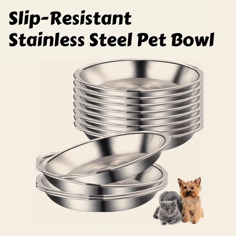 Professional Stainless Steel Slip Resistant Cat Bowl Set 2pcs