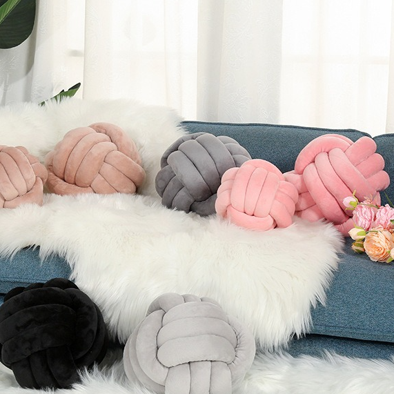 Luxury Glossy Accent Pillow With Tassel Details, Braided Cord Knot Ball Cushion For Sofa, Bohemian Style Throw Pillow caramel Color