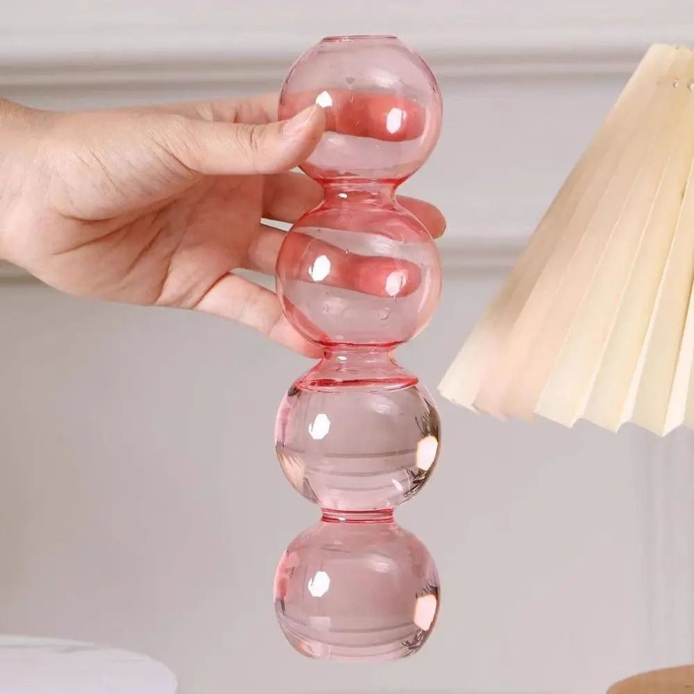 Romantic Spherical Glass Hydroponic Flower Pot pink l