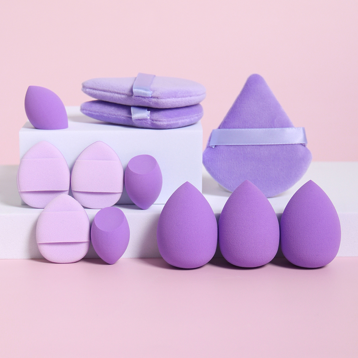 Makeup Sponge Set For All Purpose Use, Including Loose Powder Puffs, Mini Air Cushion Puffs, Beauty Eggs orange