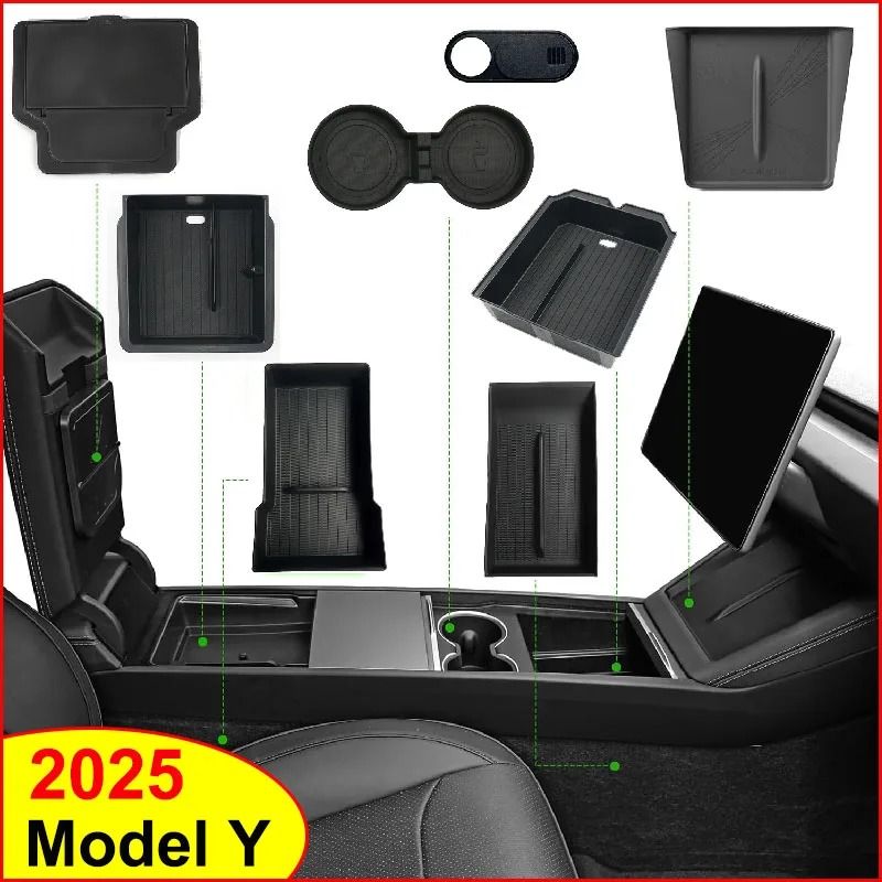 Tesla Model Y 2025 Juniper Console & Armrest Storage Organizer Box Custom Fit Interior Storage Solution abs 4in1