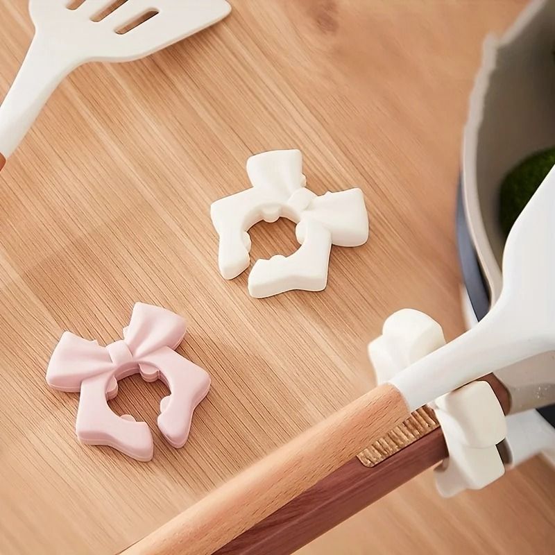 Silicone Spatula Holder With Bow Design Kitchen Spoon Holder For Stove white