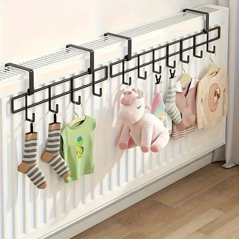 Wall Mounted Heater Drying Rack Heavy Duty Metal Hanging Rod For Winter Essentials white m
