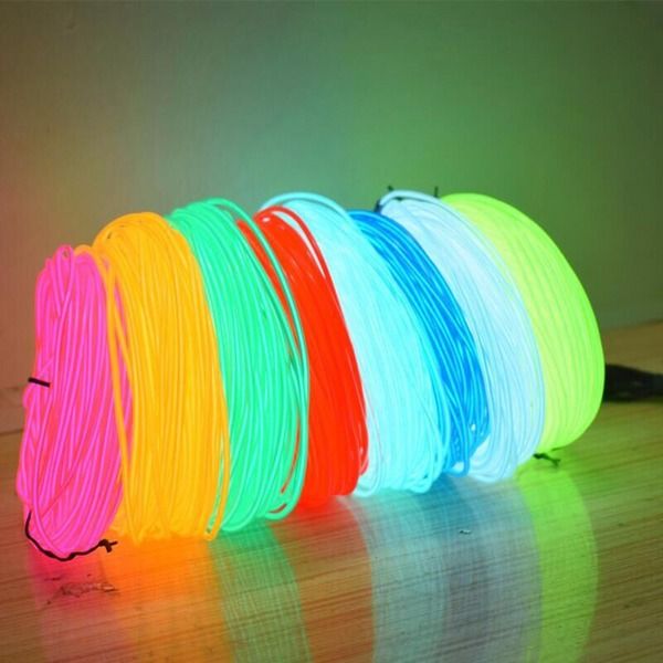 Neon LED Light Glow EL Wire Strip, Tube Rope, Party Car Decor With Controller Vibrant Lighting For Home, Car orange 3 ft
