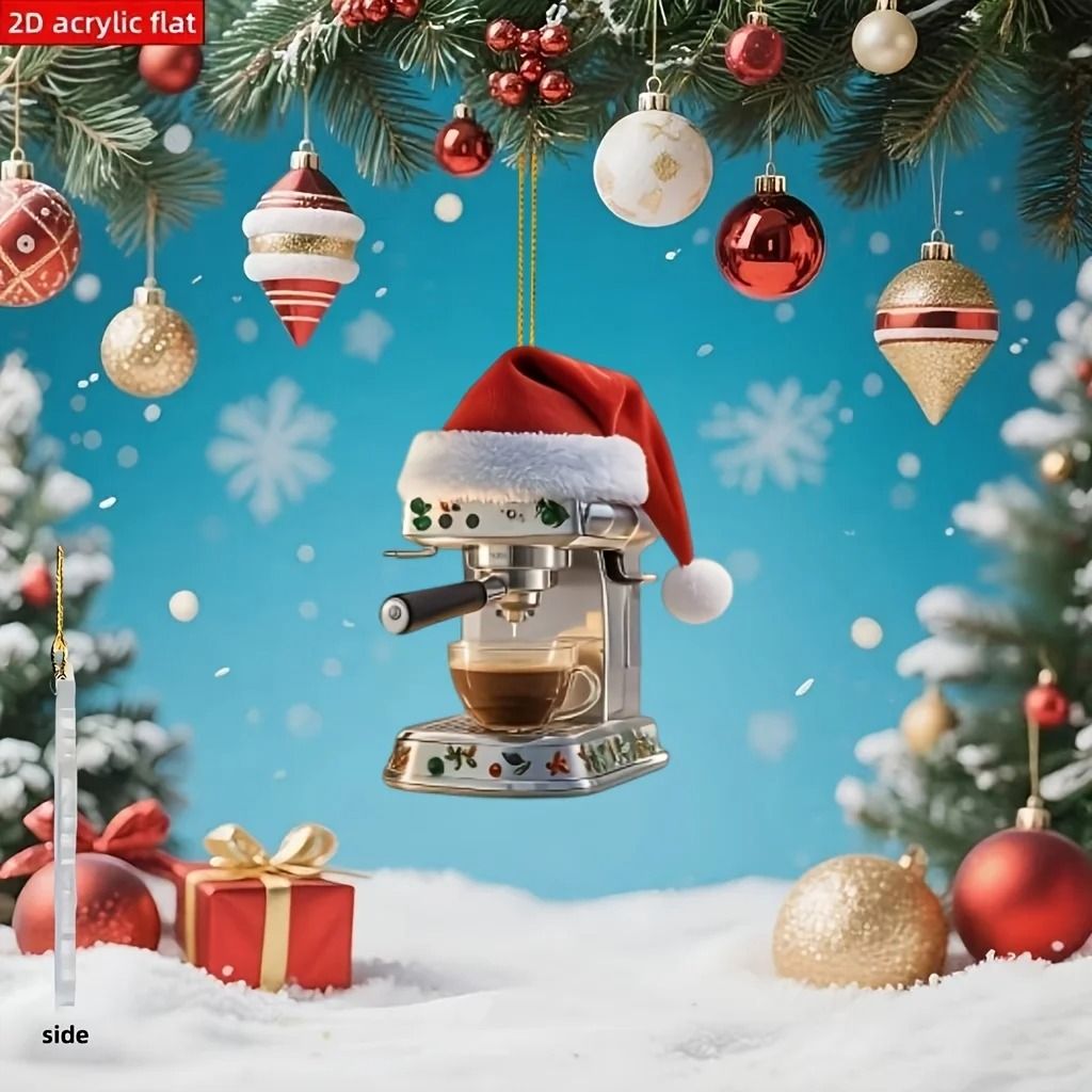 3pcs 2D Acrylic Christmas Coffee Machine Pendants 3pcs 2D Acrylic Christmas Coffee Machine Pendants