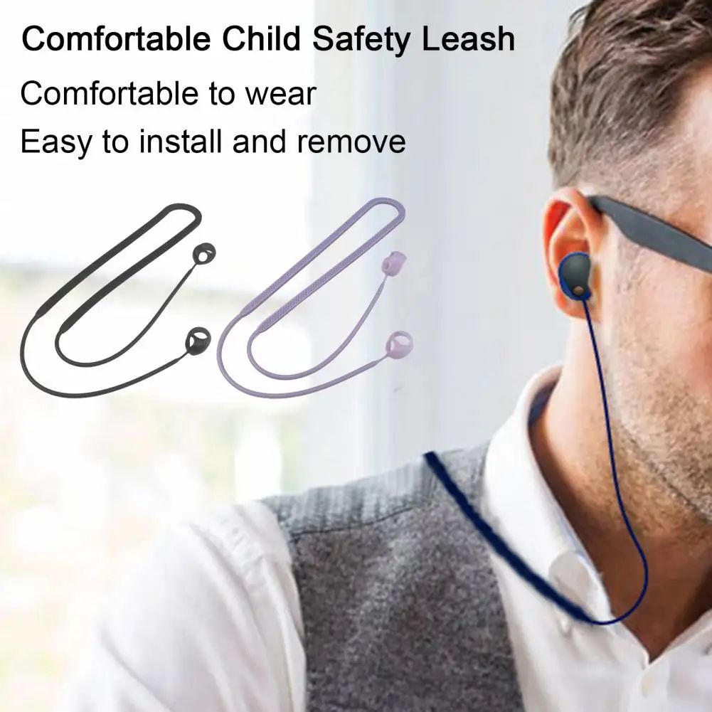 Anti Lost Silicone Lanyard For Sony WF 1000XM5 Earbuds, Flexible Wristband Neck Strap For Sports Bluetooth Secure Fit blue