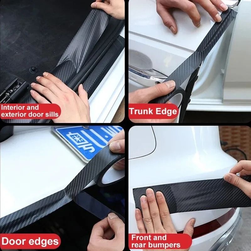 Nano Carbon Fiber Car Protective Sticker Anti Scratch Door Sill And Mirror Film 2 Pcs 3 Cm