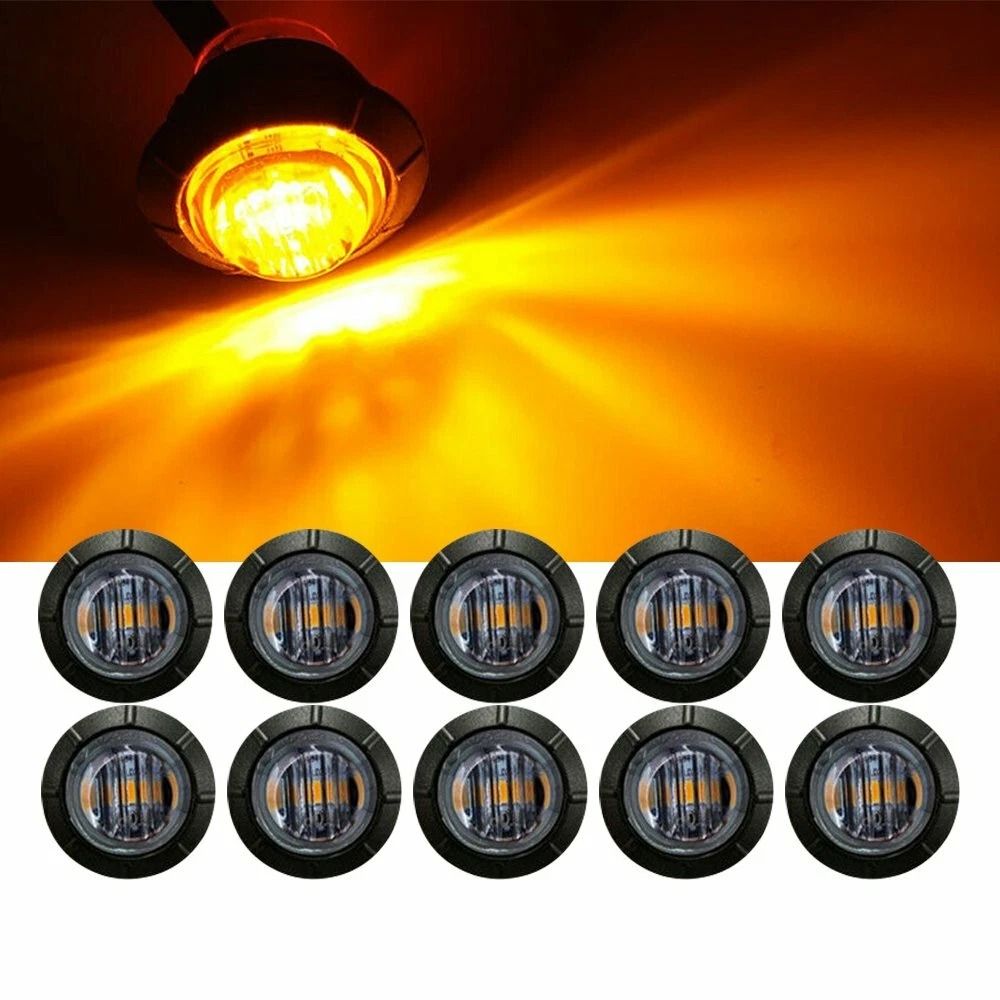 Round LED Side Marker Lights, Amber Yellow Truck Trailer Bullet Light, Durable PC Lens And Silicone Base Round LED Side Marker Lights, Amber Yellow Truck Trailer Bullet Light, Durable PC Lens And Silicone Base