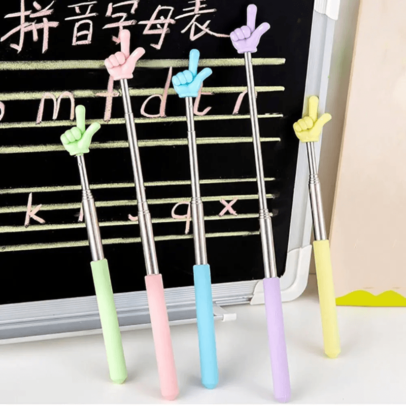 Telescopic Teaching Pointer Stainless Steel Finger Reading Stick yellow