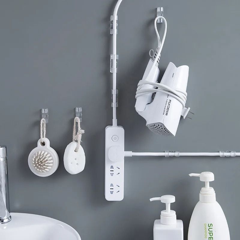 Cable Organizer Clips For Desktop Cable Management USB Cord Holder transparent | 20 Pcs