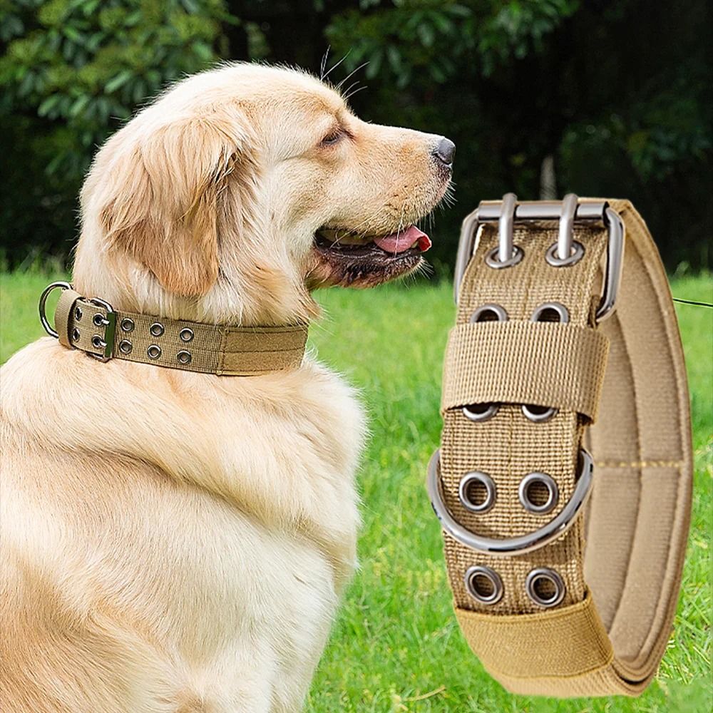 Professional Adjustable Military Dog Collar With Metal Hardware camouflage m
