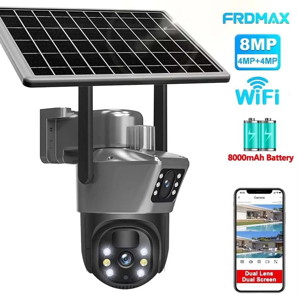 8MP 4K WiFi Dual Lens Solar Security Camera 8mp Wifi Camera