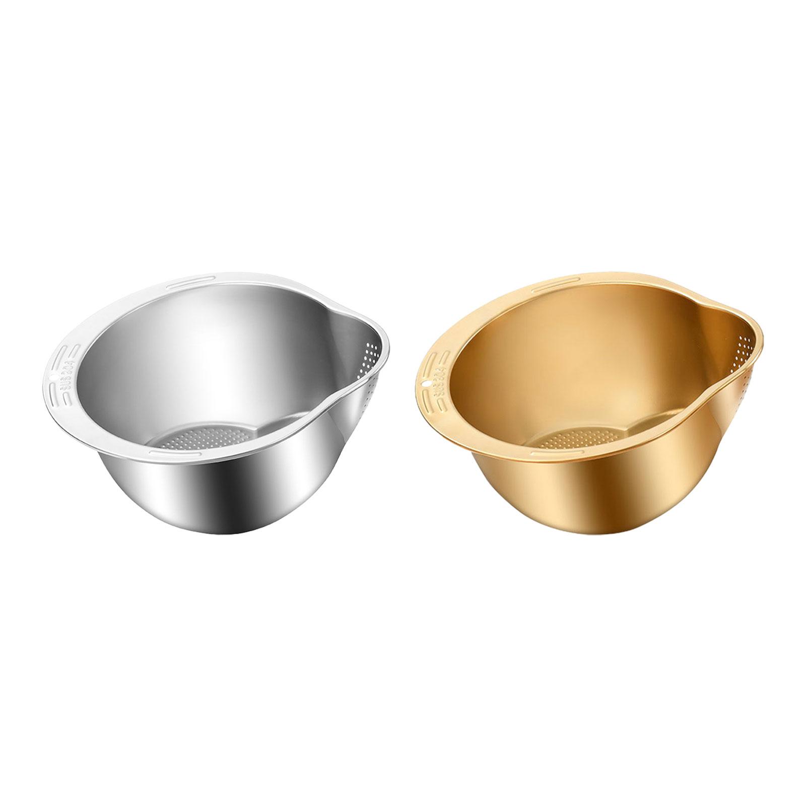 Slanted Rice Strainer Washing Bowl, Kitchen Colander Pasta Strainer For Cleaning Rice, Pasta, Vegetables, Home Cooking silver