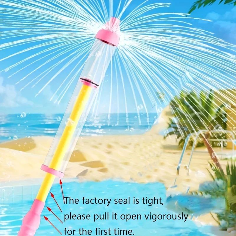 Firework Splash Water Gun Set Portable Pull Out Water Squirter Toy For Kids & Adults, Outdoor Water Fight Sprayer Fun pink