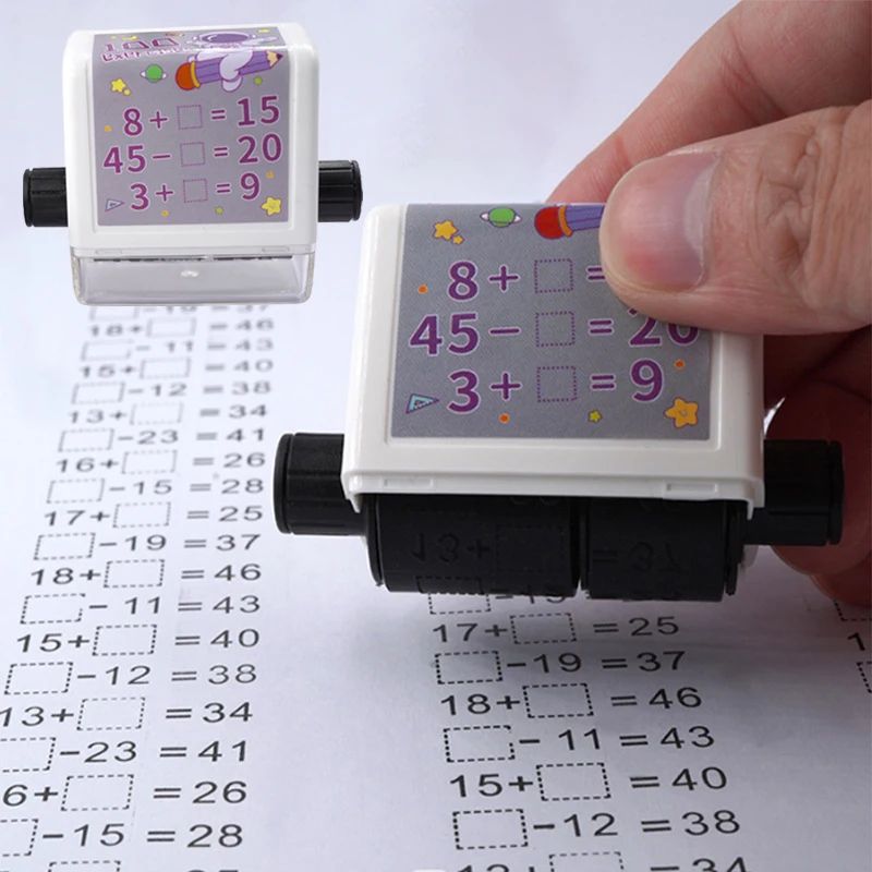 2 in 1 Math Roller Stamp Within 100 Refillable Fill in the Blank Practice Tool subtraction
