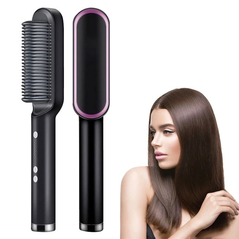 Professional Electric Hair Straightener Brush red