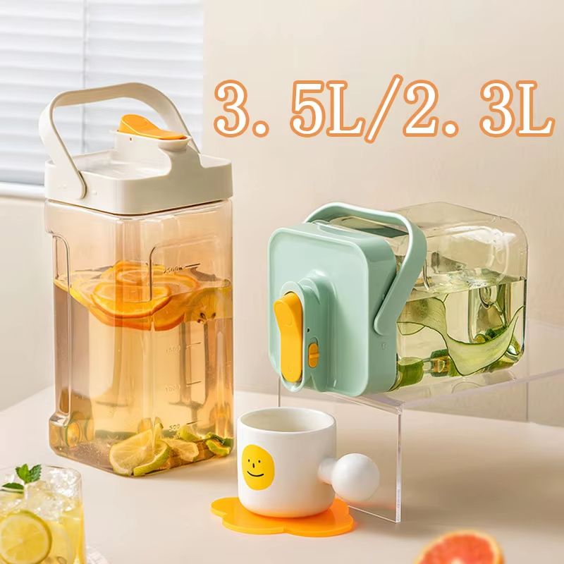 Large Capacity Refrigerator Beverage Dispenser With Faucet Cold Water And Juice Kettle 2.3 L 77.75 Fl Oz Green