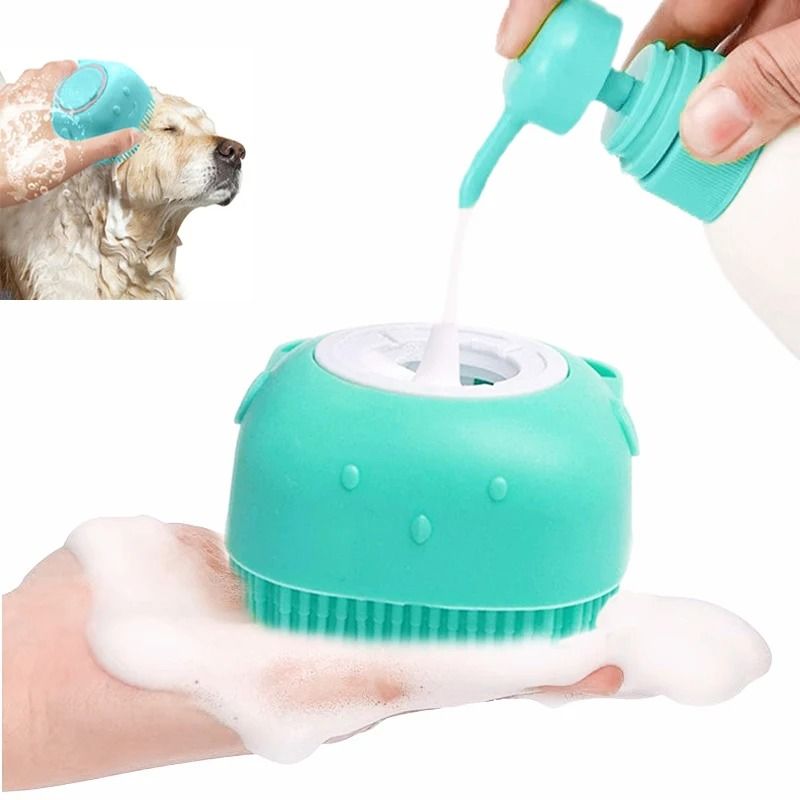 Soft Silicone Pet Bathing Brush Massaging Grooming & Cleaning Tool blue
