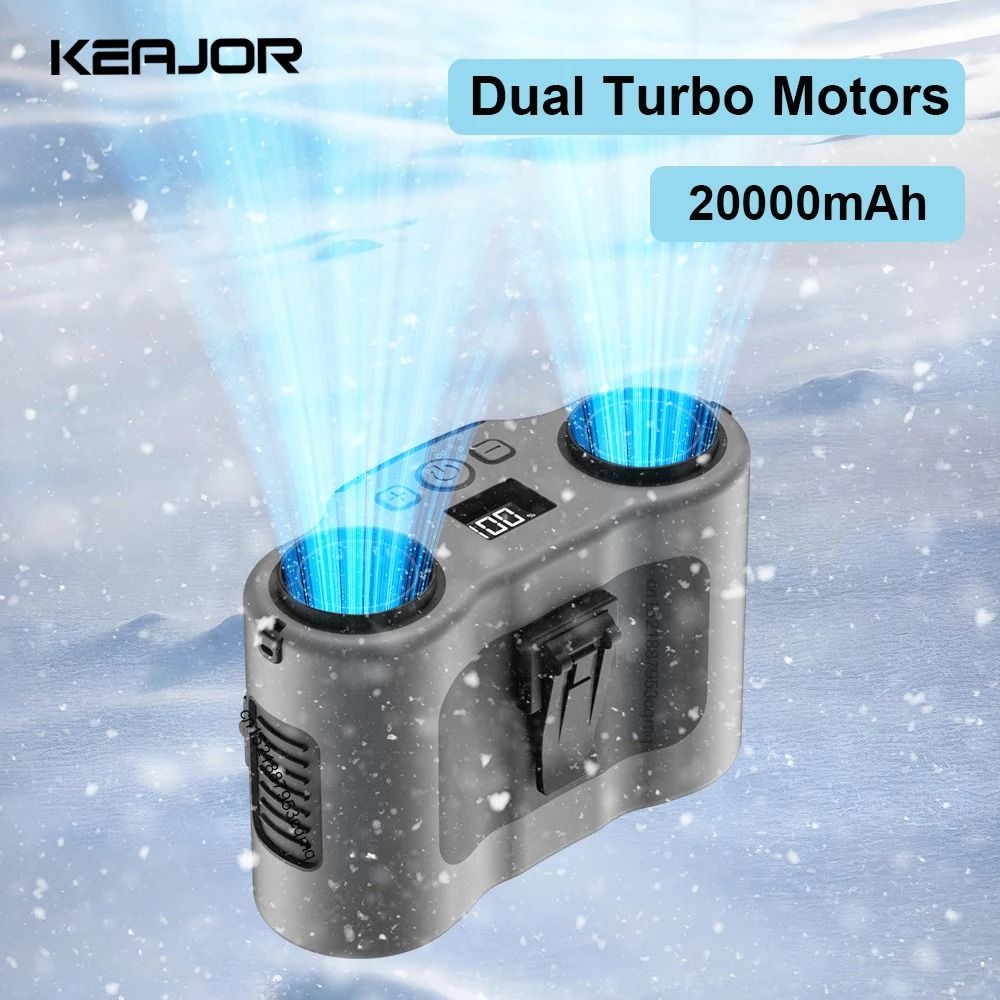 Portable Waist Fan 20000mAh Rechargeable Hanging Neck Fan With Power Bank For Outdoor Use gray