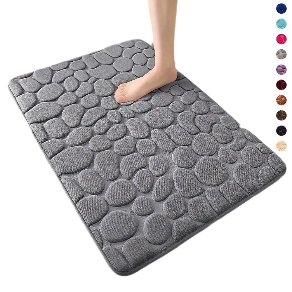 Non Slip Cobblestone Bath Mat | Thick Soft Absorbent Bathroom Rug For Shower & Tub | Quick Dry Floor Mat blue 15.723.6 In