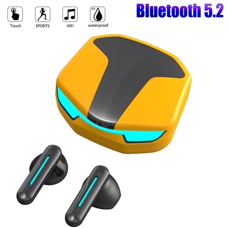 Professional High Fidelity TWS Wireless Sports Earphones And Waterproof Bluetooth 5.2 Stereo Headset yellow