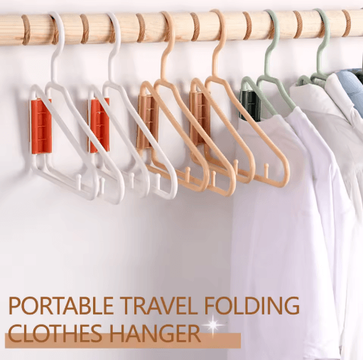 Foldable Coat Hangers Portable Space Saving Plastic Clothes Hangers With Thickened Hooks white