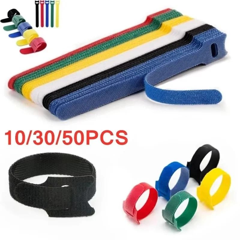 Professional Reusable Nylon Cable Ties And Multi Color T Type Cord Management 50 Piece Set white 10pcs