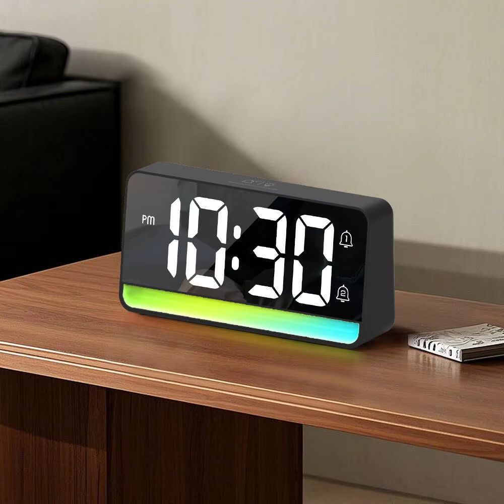 LED Digital Alarm Clock With Color Changing Night Light And Easy Read Display white