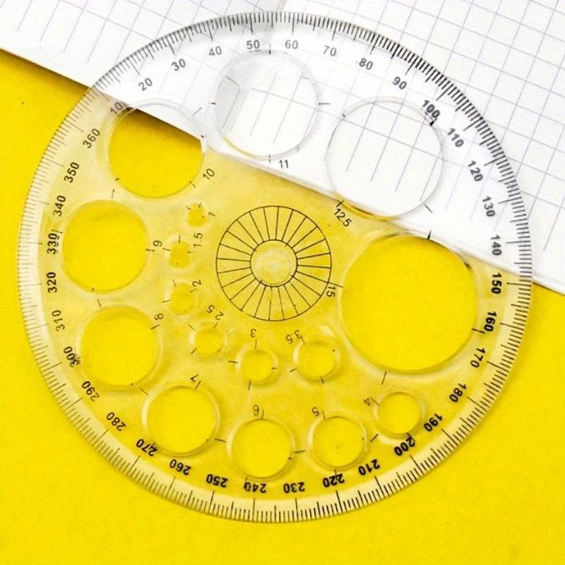 360 Degree Rotating Round Ruler Circular Drafting Ruler With Degree Markings clear
