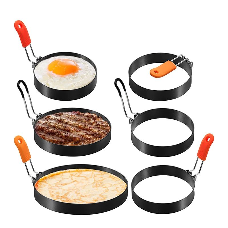 Stainless Steel Egg Frying Ring Nonstick Pancake Mold Ring For Perfect Eggs & Breakfast red 3 Inch