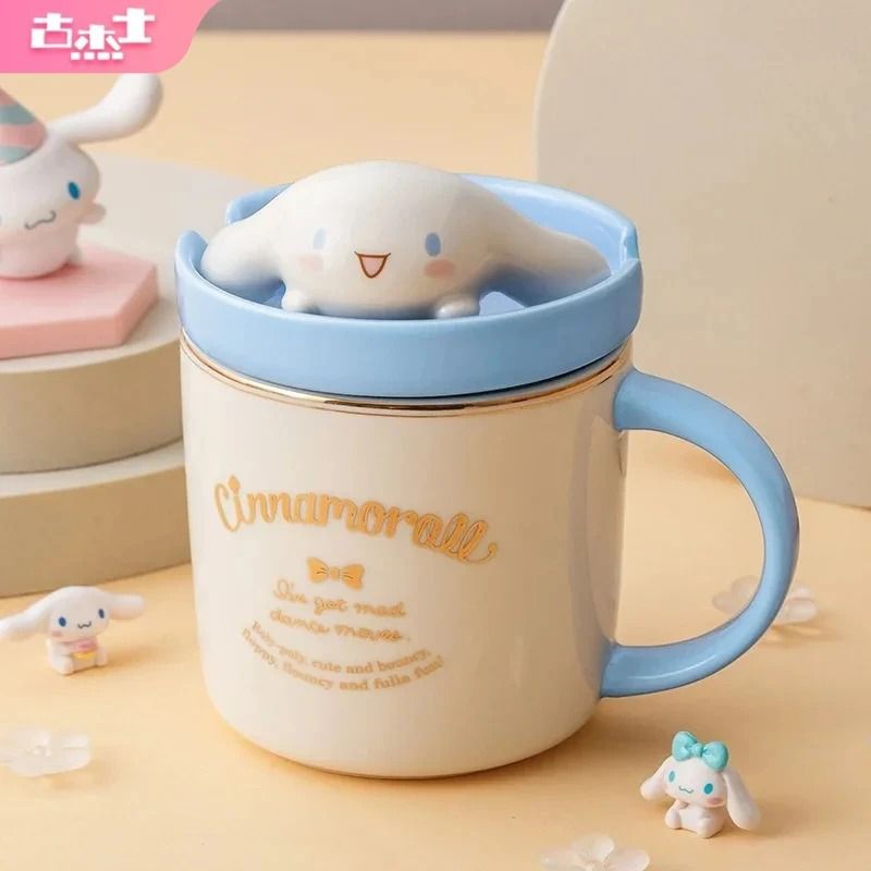 Sanrio 3D Doll Lid Ceramic Mug Cute Hello Kitty, My Melody & Cinnamoroll 320ml Coffee Cup hello Kitty
