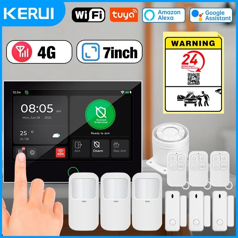 KERUI 7 Inch IPS Touchscreen 4G+WiFi Smart Home Alarm System (G70) kit 4