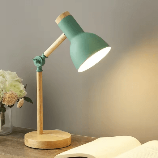 Nordic Wooden LED Table Lamp Adjustable Head Desk Light With Eye Protection yellow au Plug 5w White Light