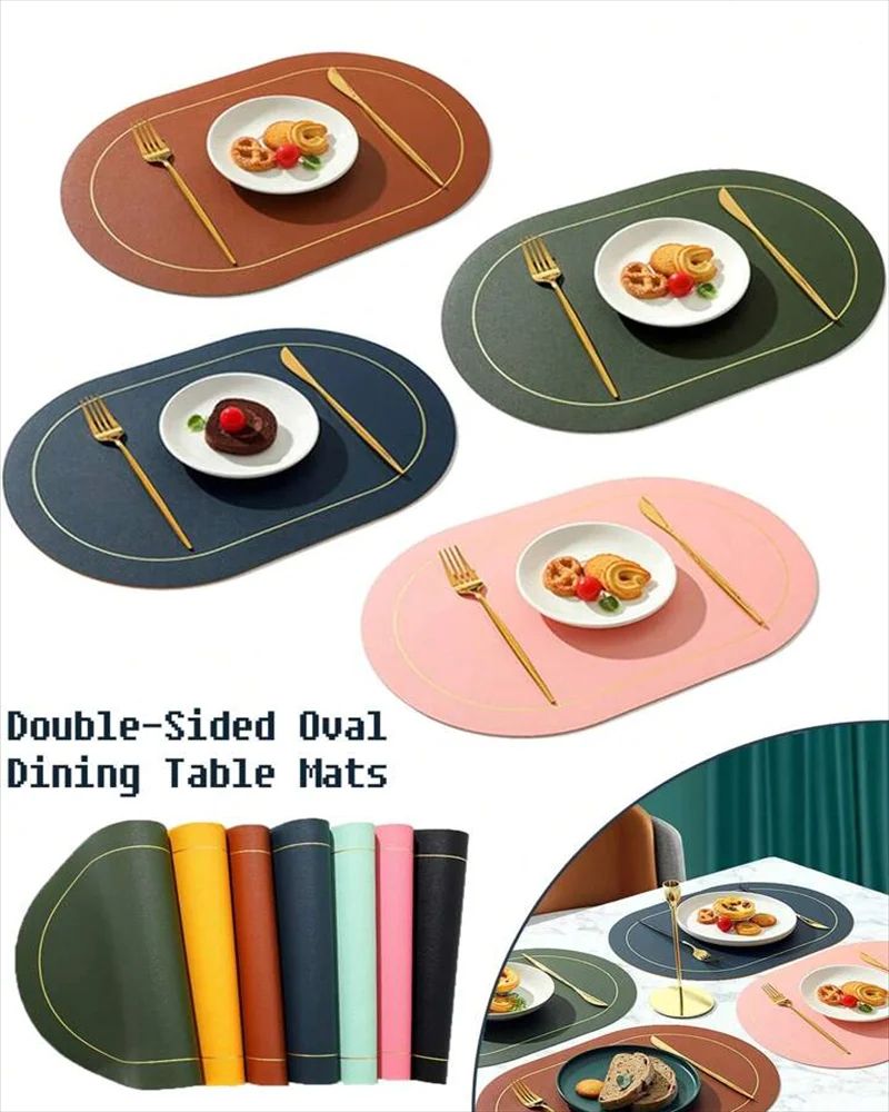 Faux Leather Placemats Double Sided, Washable, Non Slip Table Mats For Stylish Dining gray 6pcs 17.72 11.81 Inches