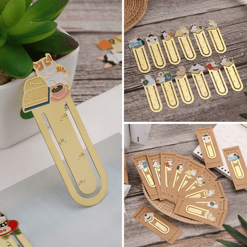 Gold Plated Cat Bookmark Folder Clip Cute Reading Label 10
