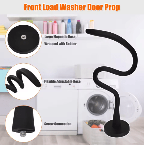 Silicone Magnetic Washing Machine Door Holder Front Load Washer Door Prop For Drying And Ventilation black 66mm