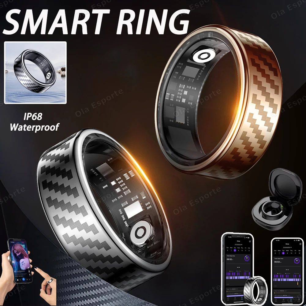 Smart Fitness Ring With Charging Case silver With Box 10